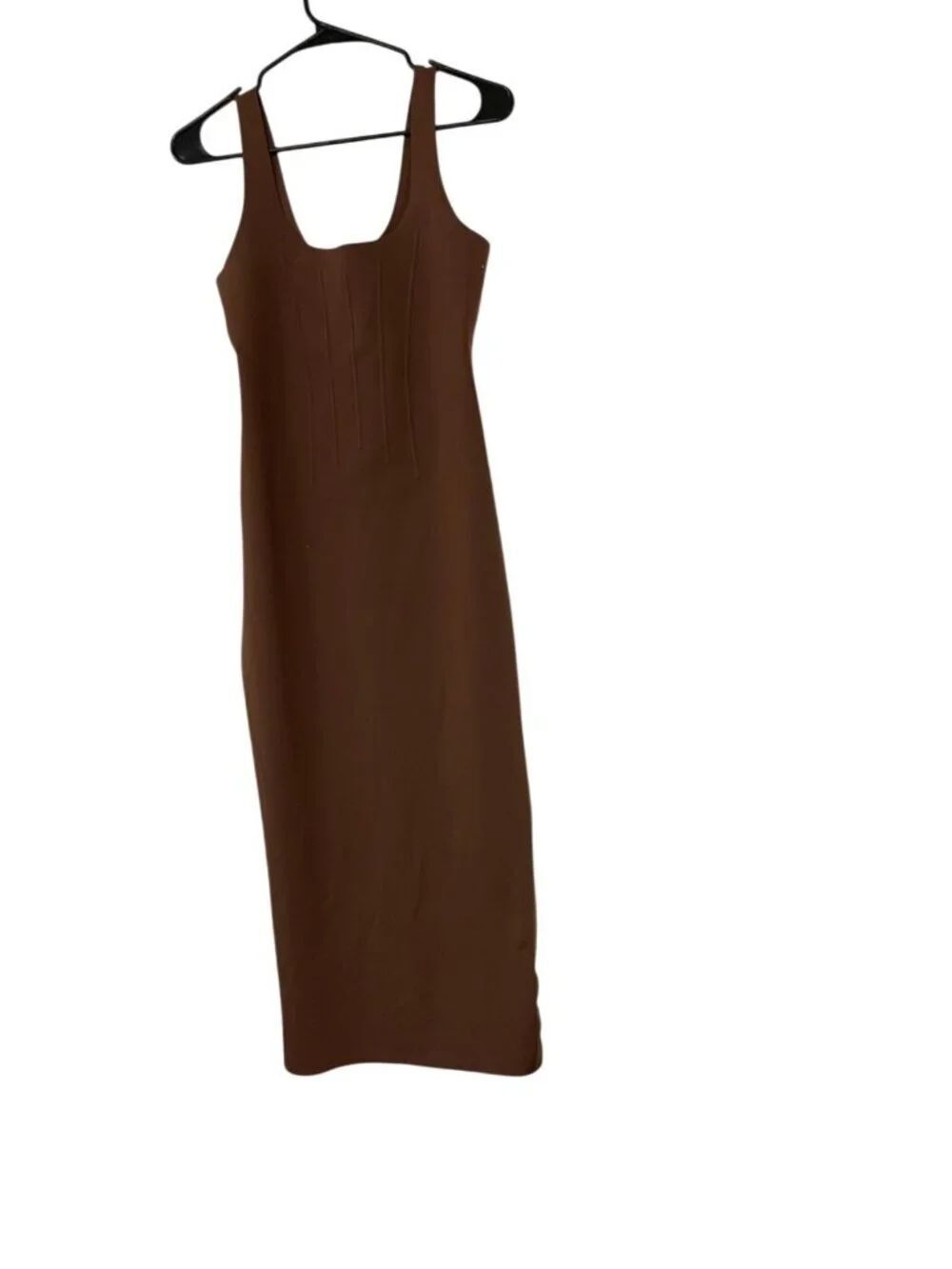 Zara Womens Sheath Dress Medium Brown Sleeveless Stretch Midi 1355/007 NWT